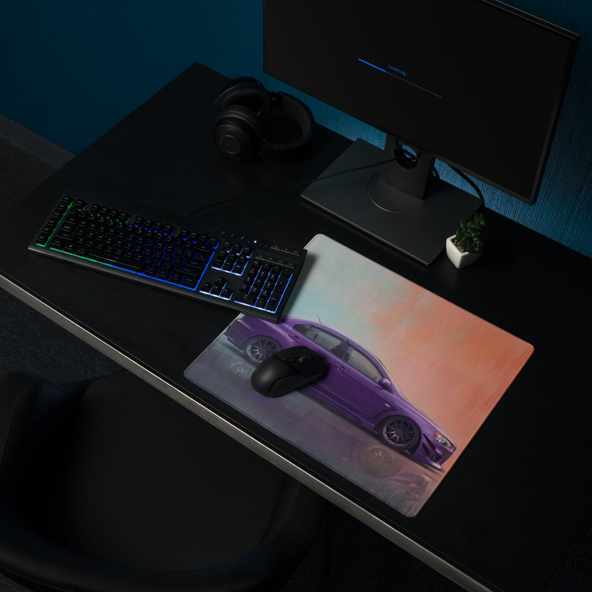 Mitsubishi Lancer Evolution Inspired Midnight Purple Evo X Desk Pad – Extended Non-Slip PC Mouse Mat