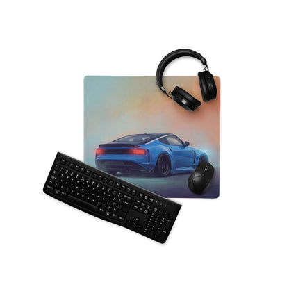 Nissan Z Inspired Seiran Blue Rear Profile Desk Pad – Ultra-Glide Stitched Edge Gaming Mouse Mat