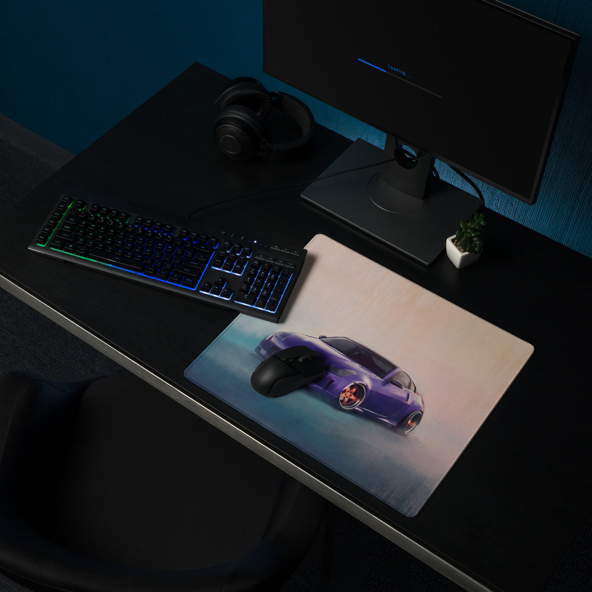 Nissan 350Z Inspired Deep Purple Stance Desk Mat – High-Precision XL Gaming Mousepad