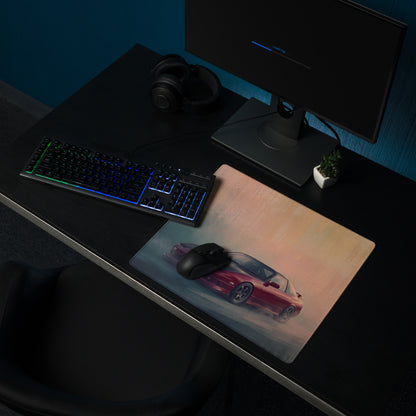 Nissan 180SX Inspired Crimson Carbon Hood Desk Pad – Ultra-Glide Stitched Edge Gaming Mouse Mat