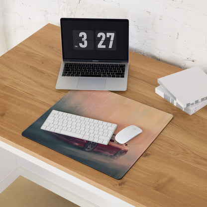 Nissan 180SX Inspired Crimson Carbon Hood Desk Pad – Ultra-Glide Stitched Edge Gaming Mouse Mat