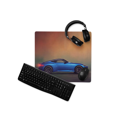 Nissan Z Inspired Seiran Blue Coupe Desk Mat – Low-Friction Cloth Setup Mousepad