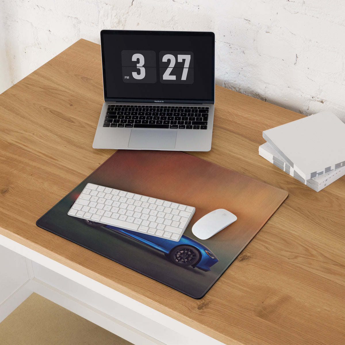 Nissan Z Inspired Seiran Blue Coupe Desk Mat – Low-Friction Cloth Setup Mousepad