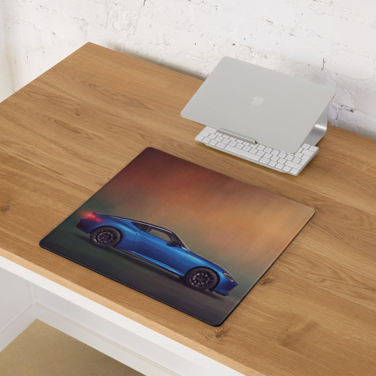 Nissan Z Inspired Seiran Blue Coupe Desk Mat – Low-Friction Cloth Setup Mousepad