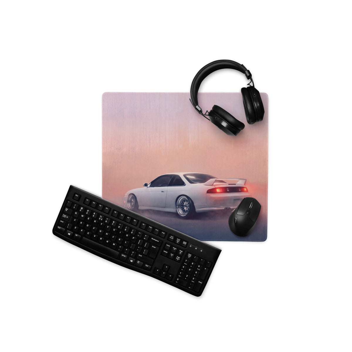 Nissan Silvia Inspired Pearl White S14 Zenki Desk Mat – High-Precision XL Gaming Mousepad