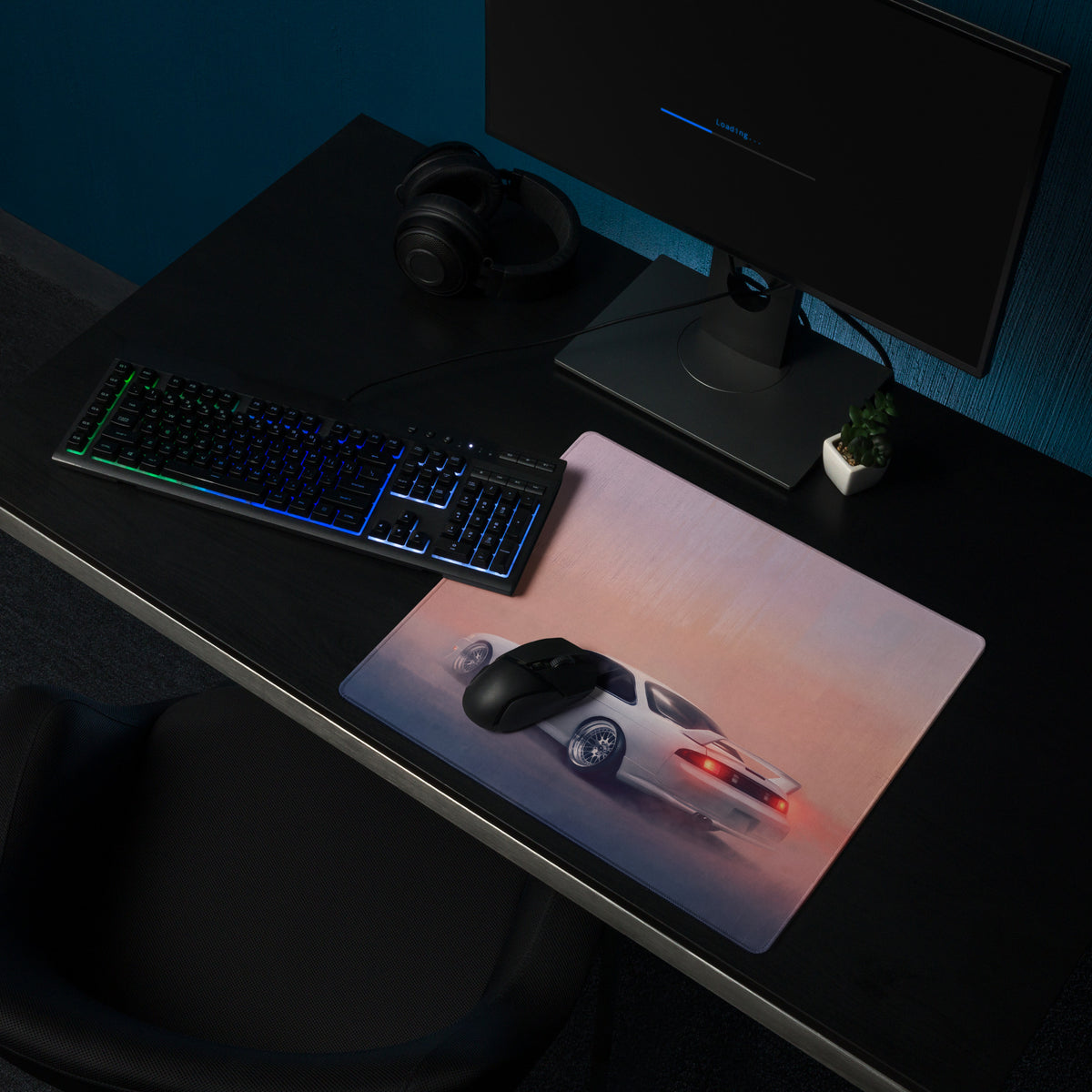 Nissan Silvia Inspired Pearl White S14 Zenki Desk Mat – High-Precision XL Gaming Mousepad