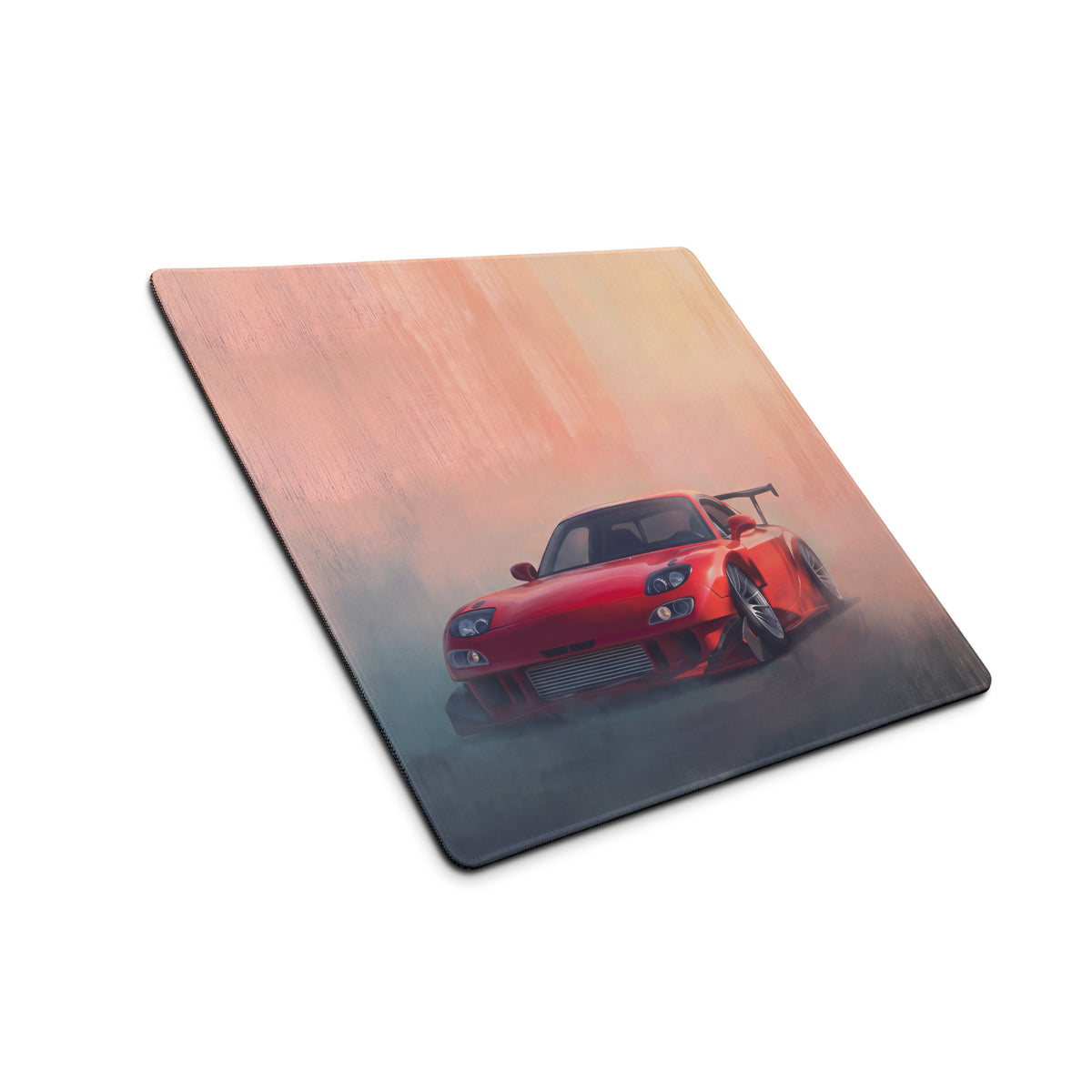 Red sports car graphic printed on square matte-finish mazda rx-7 inspired vintage red re amemiya fd desk pad mousepad