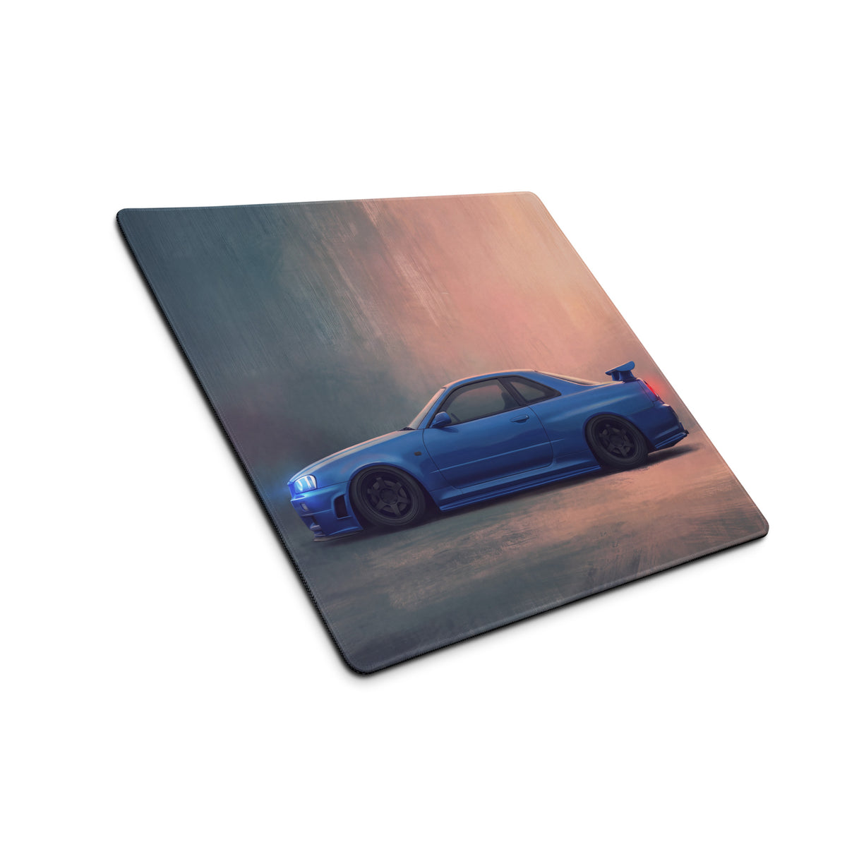 Nissan Skyline Inspired Bayside Blue R34 GT-R Profile Desk Mat – Low-Friction Cloth Setup Mousepad