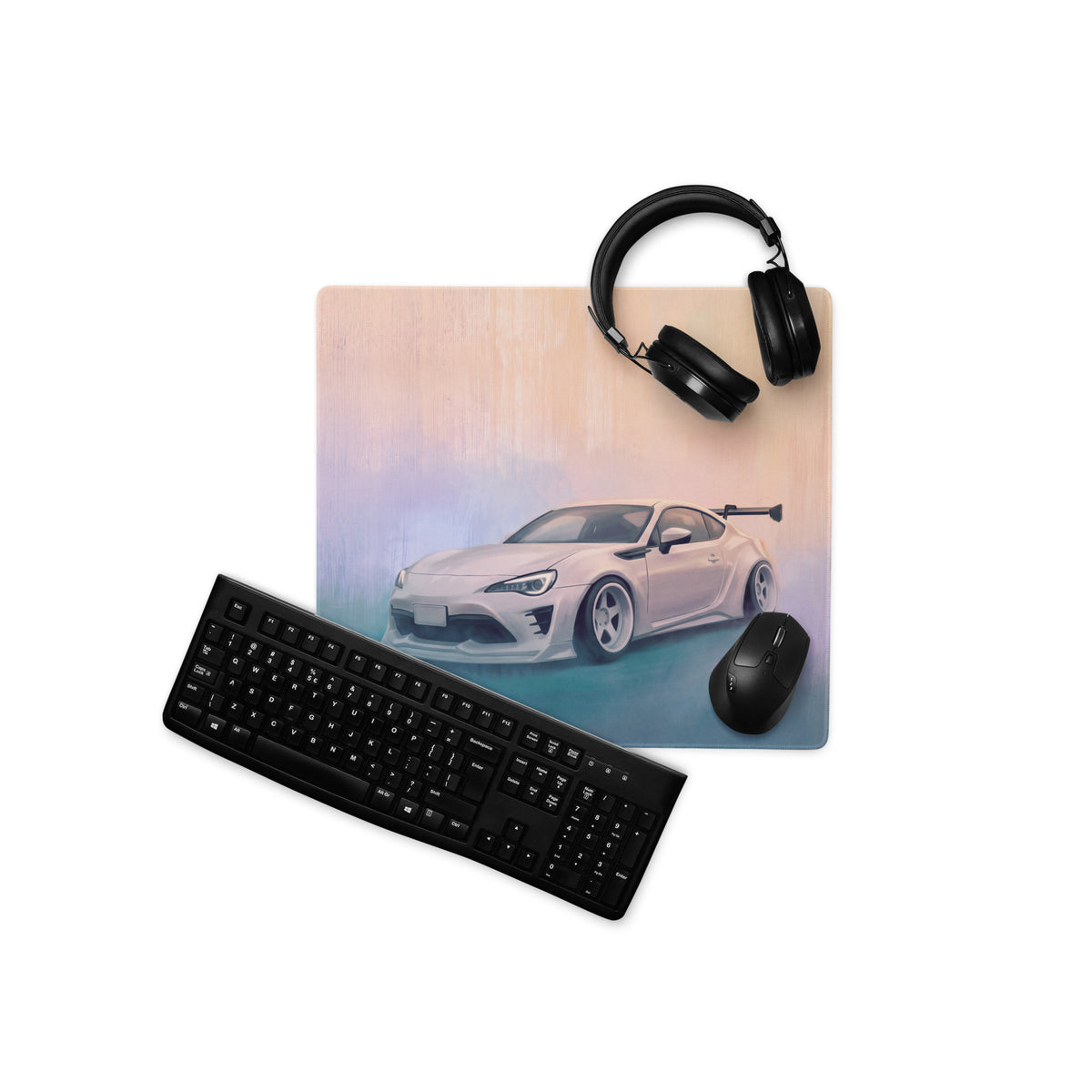 Toyota 86 Inspired Halo White Widebody GT Wing Desk Pad – Extended Non-Slip PC Mouse Mat