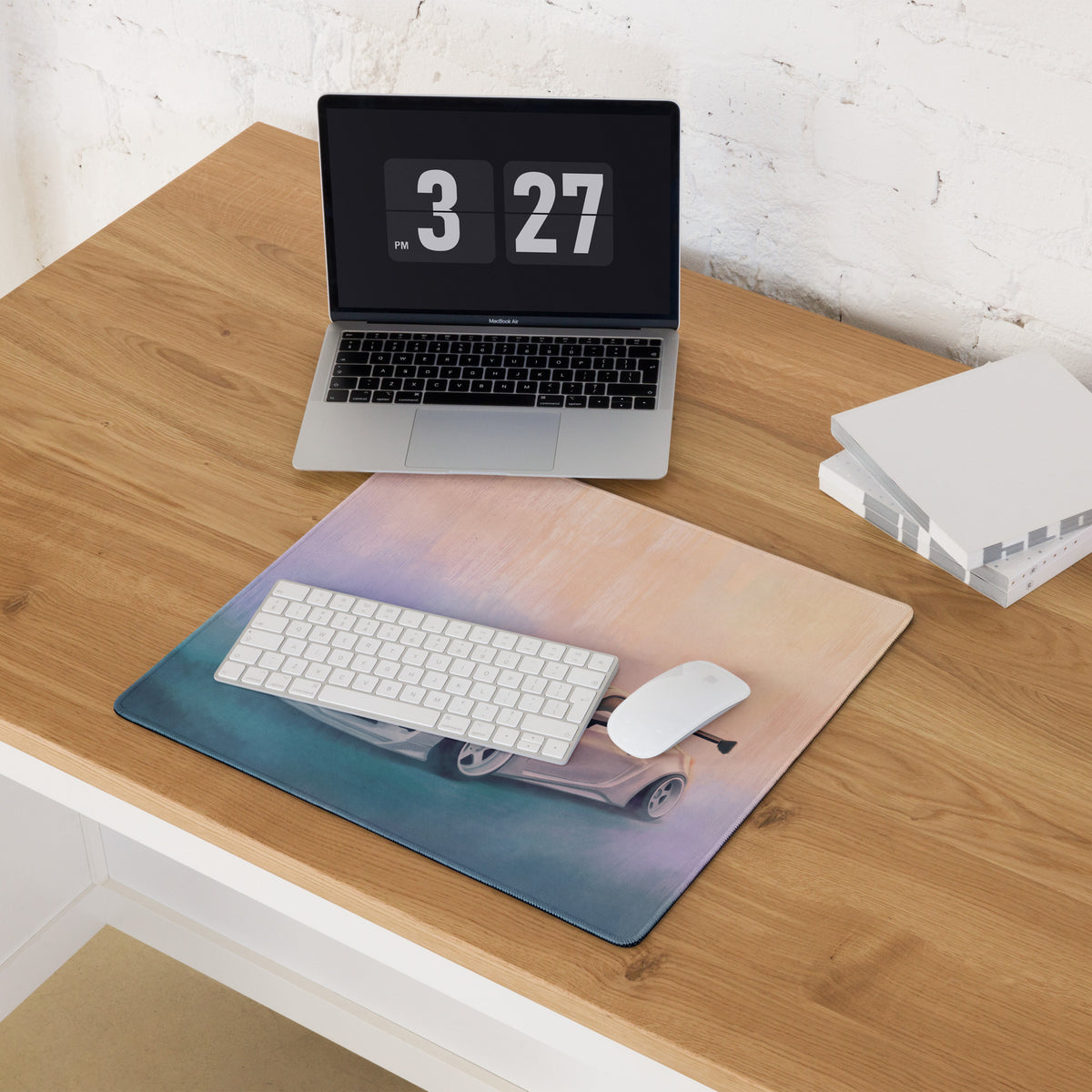 Toyota 86 Inspired Halo White Widebody GT Wing Desk Pad – Extended Non-Slip PC Mouse Mat