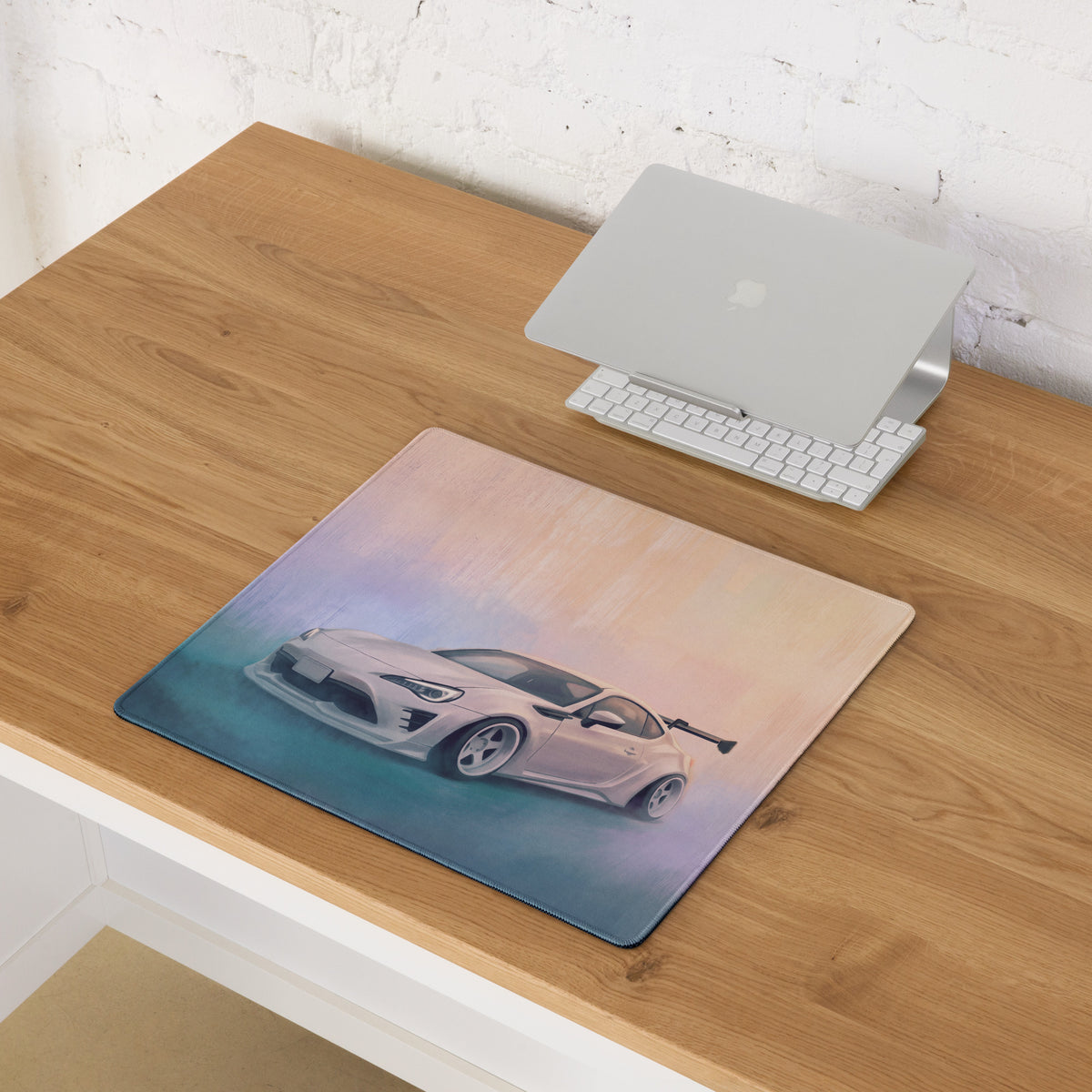 Toyota 86 Inspired Halo White Widebody GT Wing Desk Pad – Extended Non-Slip PC Mouse Mat