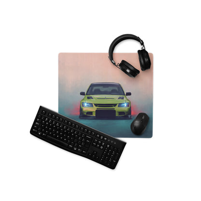 Mitsubishi Lancer Evolution Inspired Acid Green Evo IX Frontal Desk Mat – High-Precision XL Gaming Mousepad