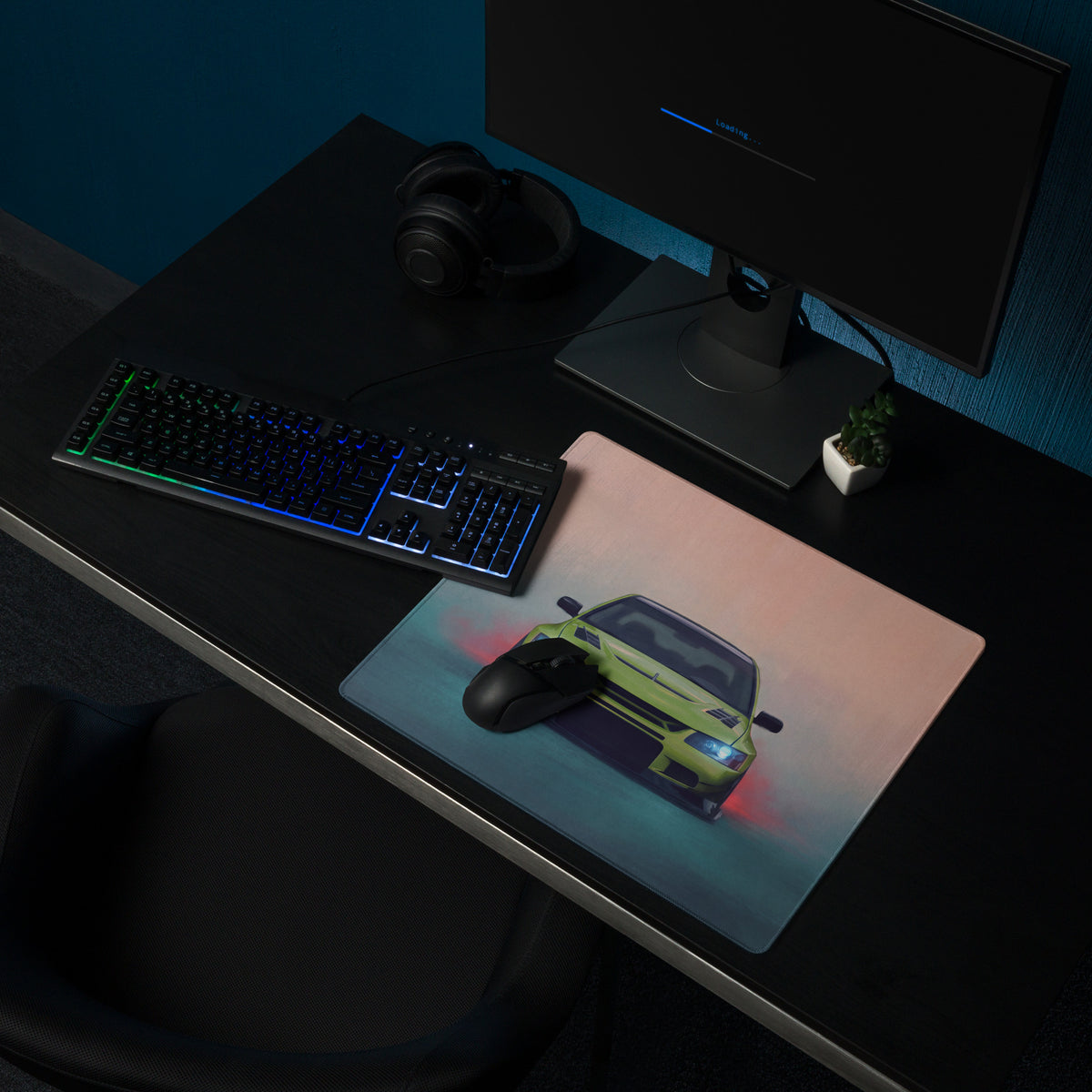 Mitsubishi Lancer Evolution Inspired Acid Green Evo IX Frontal Desk Mat – High-Precision XL Gaming Mousepad