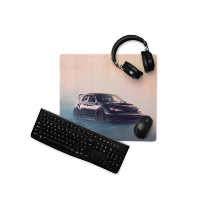 Subaru Impreza WRX STI Inspired Crystal Black Hatch Desk Pad – Ultra-Glide Stitched Edge Gaming Mouse Mat
