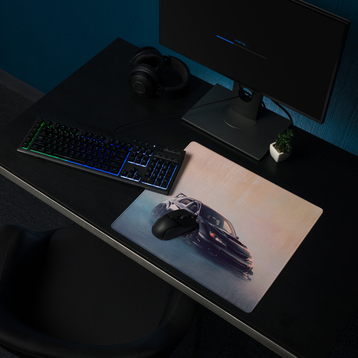 Subaru Impreza WRX STI Inspired Crystal Black Hatch Desk Pad – Ultra-Glide Stitched Edge Gaming Mouse Mat