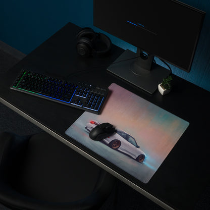 Nissan 180SX Inspired Alpine White Bronze Rim Desk Mat – Low-Friction Cloth Setup Mousepad