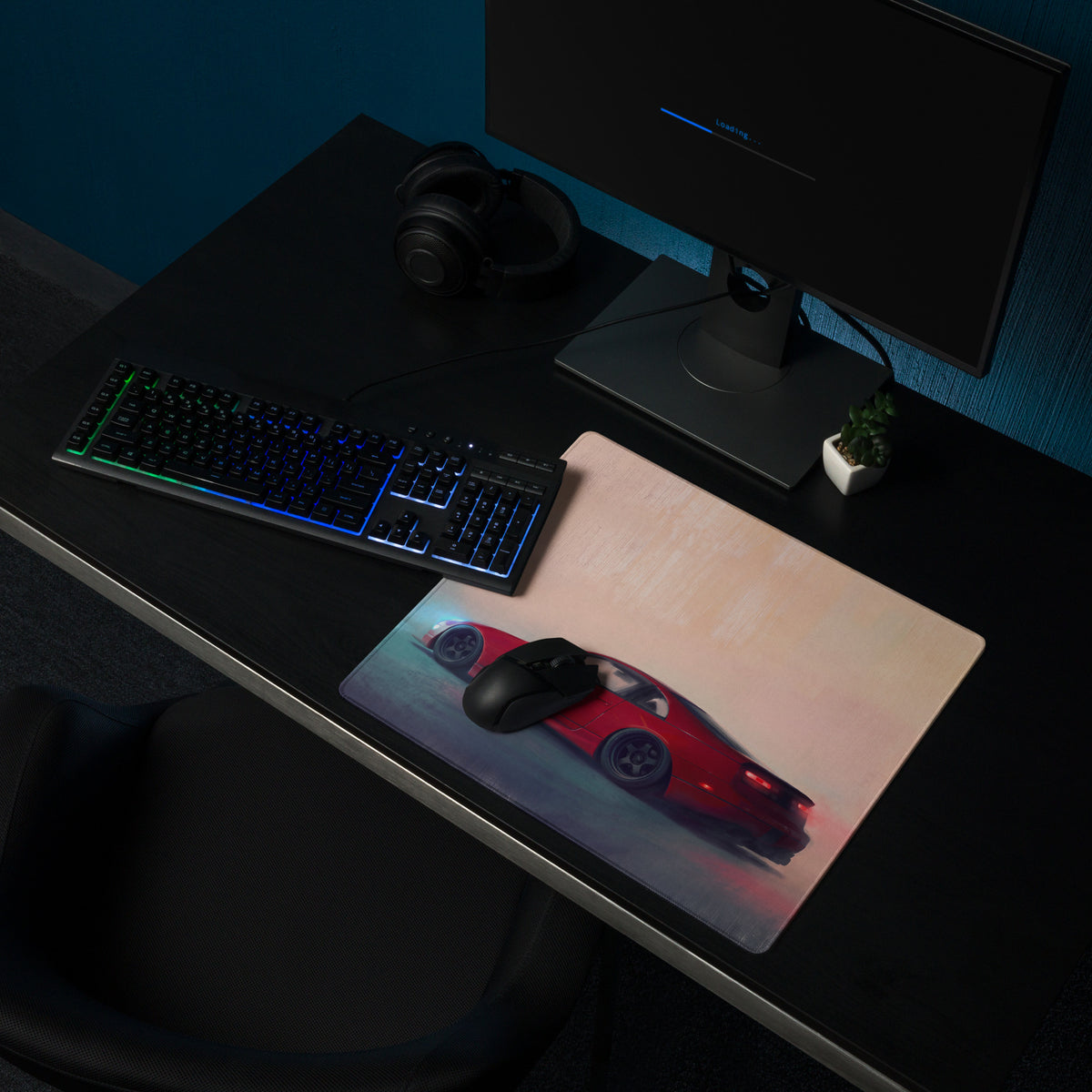 Nissan 300ZX Inspired Crimson Red Z32 Rear Profile Desk Pad – Extended Non-Slip PC Mouse Mat