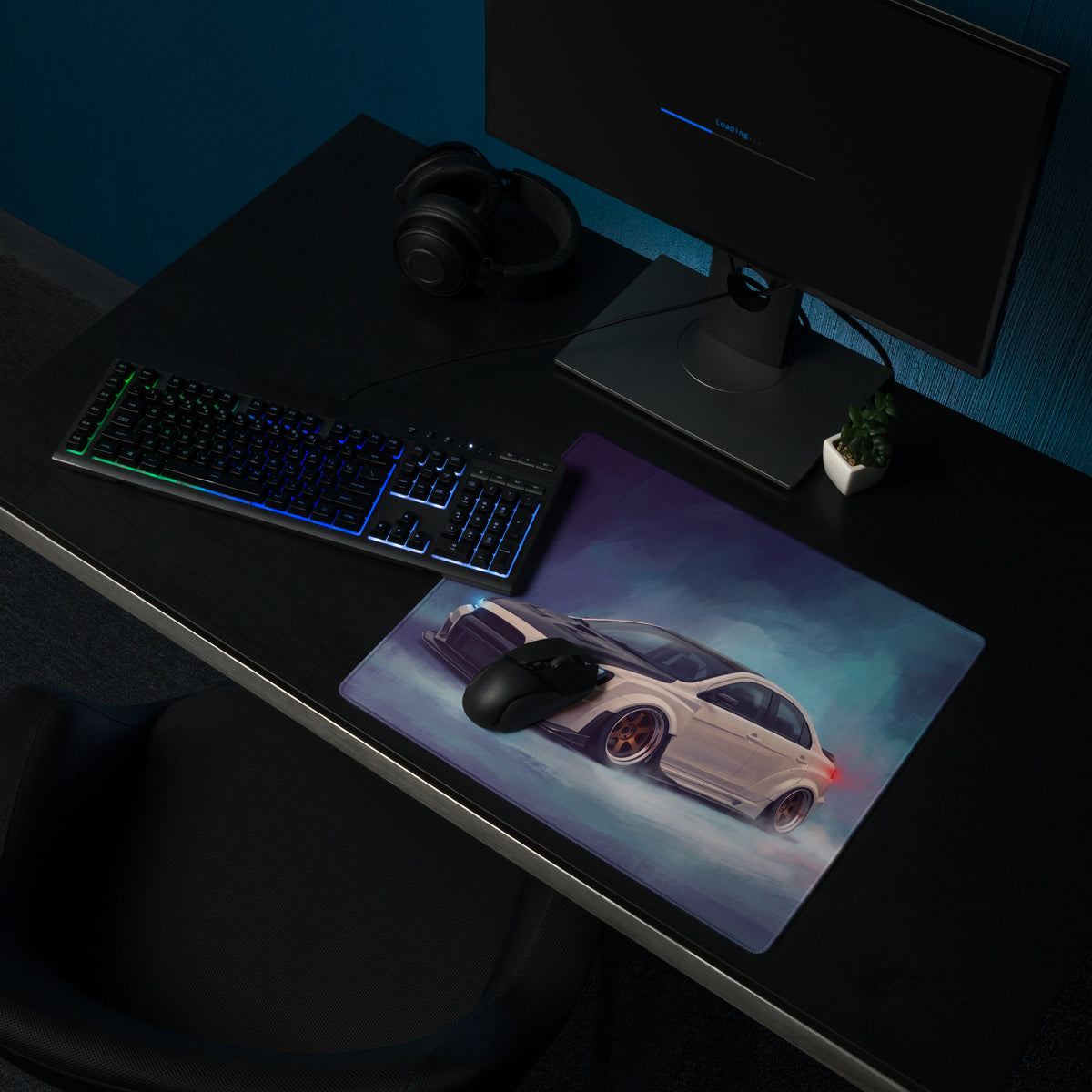 Mitsubishi Lancer Evolution Inspired Alpine White Bronze Rim Evo X Desk Mat – High-Precision XL Gaming Mousepad