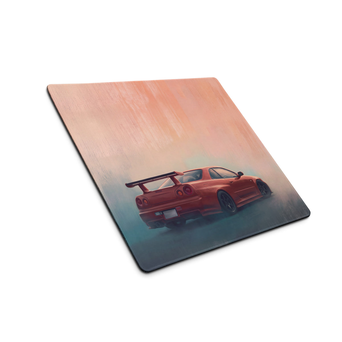Nissan Skyline Inspired Active Red R34 GT-R Rear Desk Pad – Ultra-Glide Stitched Edge Gaming Mouse Mat