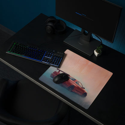 Nissan Skyline Inspired Active Red R34 GT-R Rear Desk Pad – Ultra-Glide Stitched Edge Gaming Mouse Mat