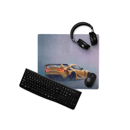 Toyota GR Supra Inspired Lightning Yellow GT Wing Desk Pad – Extended Non-Slip PC Mouse Mat