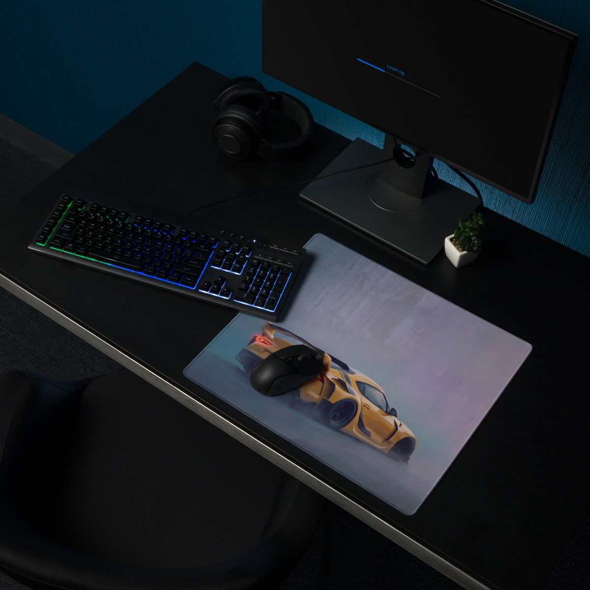 Toyota GR Supra Inspired Lightning Yellow GT Wing Desk Pad – Extended Non-Slip PC Mouse Mat