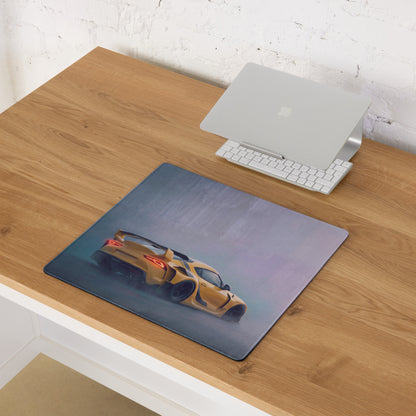 Toyota GR Supra Inspired Lightning Yellow GT Wing Desk Pad – Extended Non-Slip PC Mouse Mat
