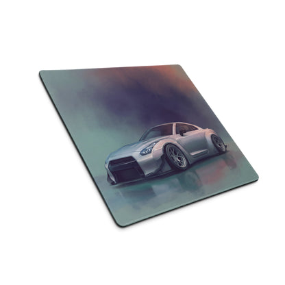 Nissan GT-R Inspired Ultimate Silver Widebody Desk Pad – Ultra-Glide Stitched Edge Gaming Mouse Mat