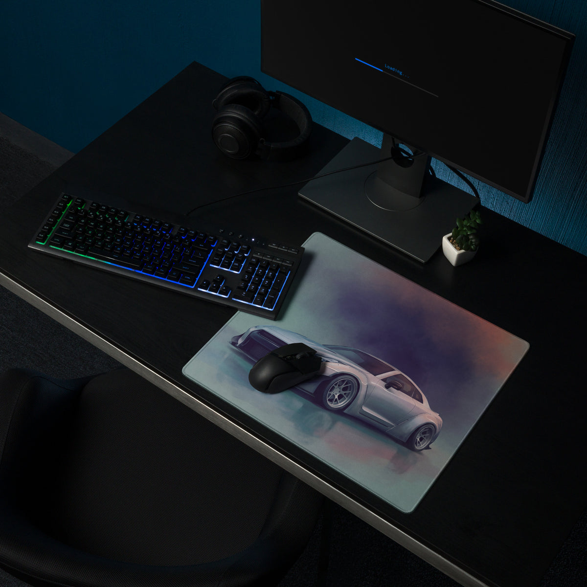 Nissan GT-R Inspired Ultimate Silver Widebody Desk Pad – Ultra-Glide Stitched Edge Gaming Mouse Mat