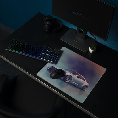 Nissan GT-R Inspired Ultimate Silver Widebody Desk Pad – Ultra-Glide Stitched Edge Gaming Mouse Mat