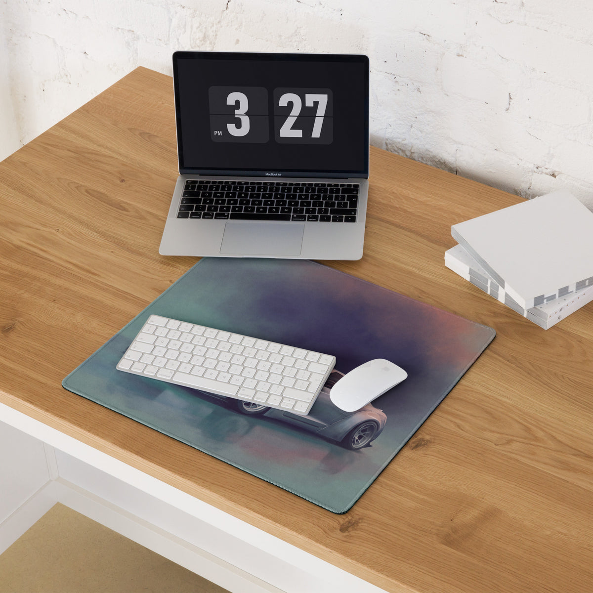 Nissan GT-R Inspired Ultimate Silver Widebody Desk Pad – Ultra-Glide Stitched Edge Gaming Mouse Mat