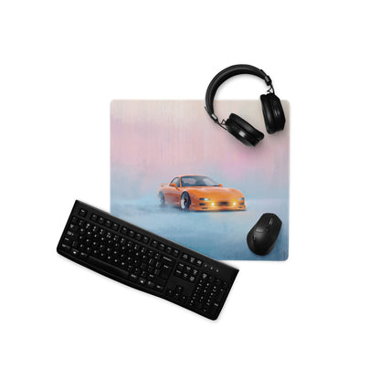 Mazda RX-7 Inspired Competition Orange FD Fog Desk Mat – Low-Friction Cloth Setup Mousepad