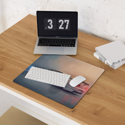 Nissan Skyline Inspired Pearl White R34 GT-R Rear Desk Mat – Low-Friction Cloth Setup Mousepad