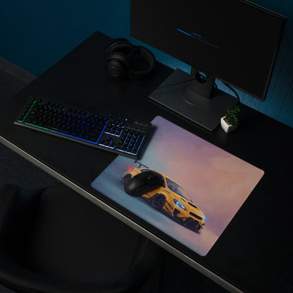 Subaru WRX STI Inspired Sunrise Yellow Widebody Desk Mat – High-Precision XL Gaming Mousepad