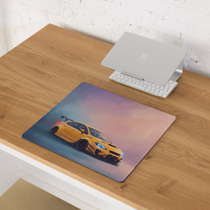 Subaru WRX STI Inspired Sunrise Yellow Widebody Desk Mat – High-Precision XL Gaming Mousepad