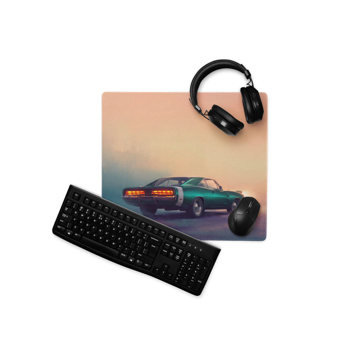 Dodge Charger Inspired Classic Emerald Desk Pad – Extended Non-Slip PC Mouse Mat