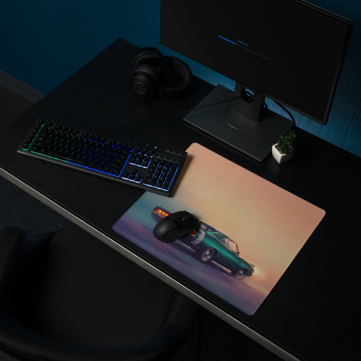 Dodge Charger Inspired Classic Emerald Desk Pad – Extended Non-Slip PC Mouse Mat