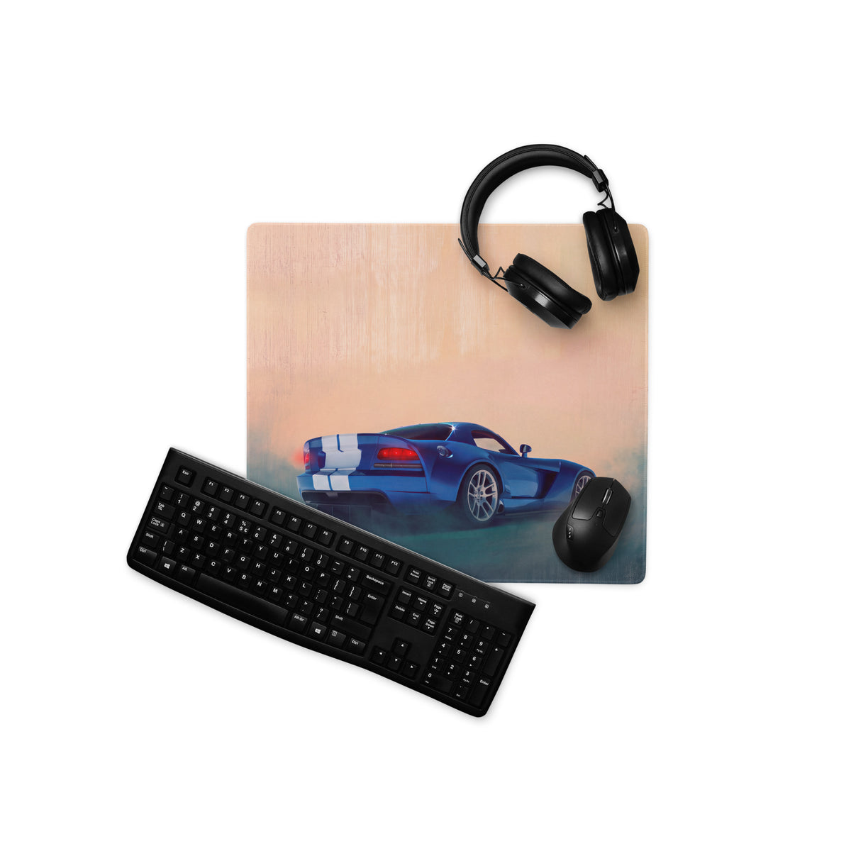 Dodge Viper Inspired GTS Blue Stripe Desk Mat – High-Precision XL Gaming Mousepad