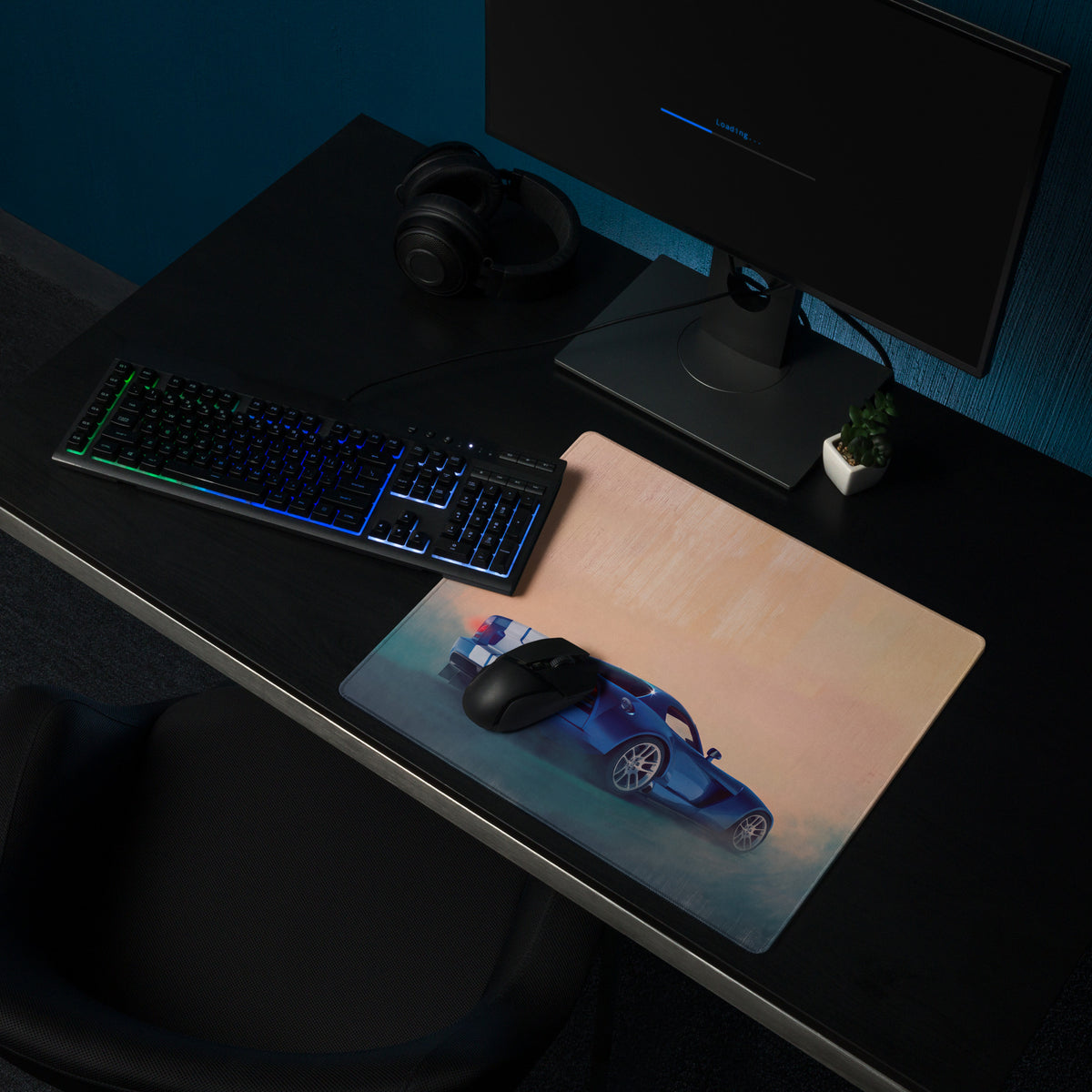Dodge Viper Inspired GTS Blue Stripe Desk Mat – High-Precision XL Gaming Mousepad