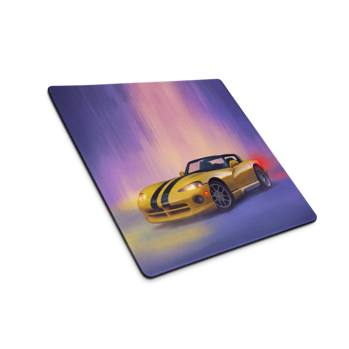 Dodge Viper Inspired Racing Yellow RT Desk Pad – Ultra-Glide Stitched Edge Gaming Mouse Mat