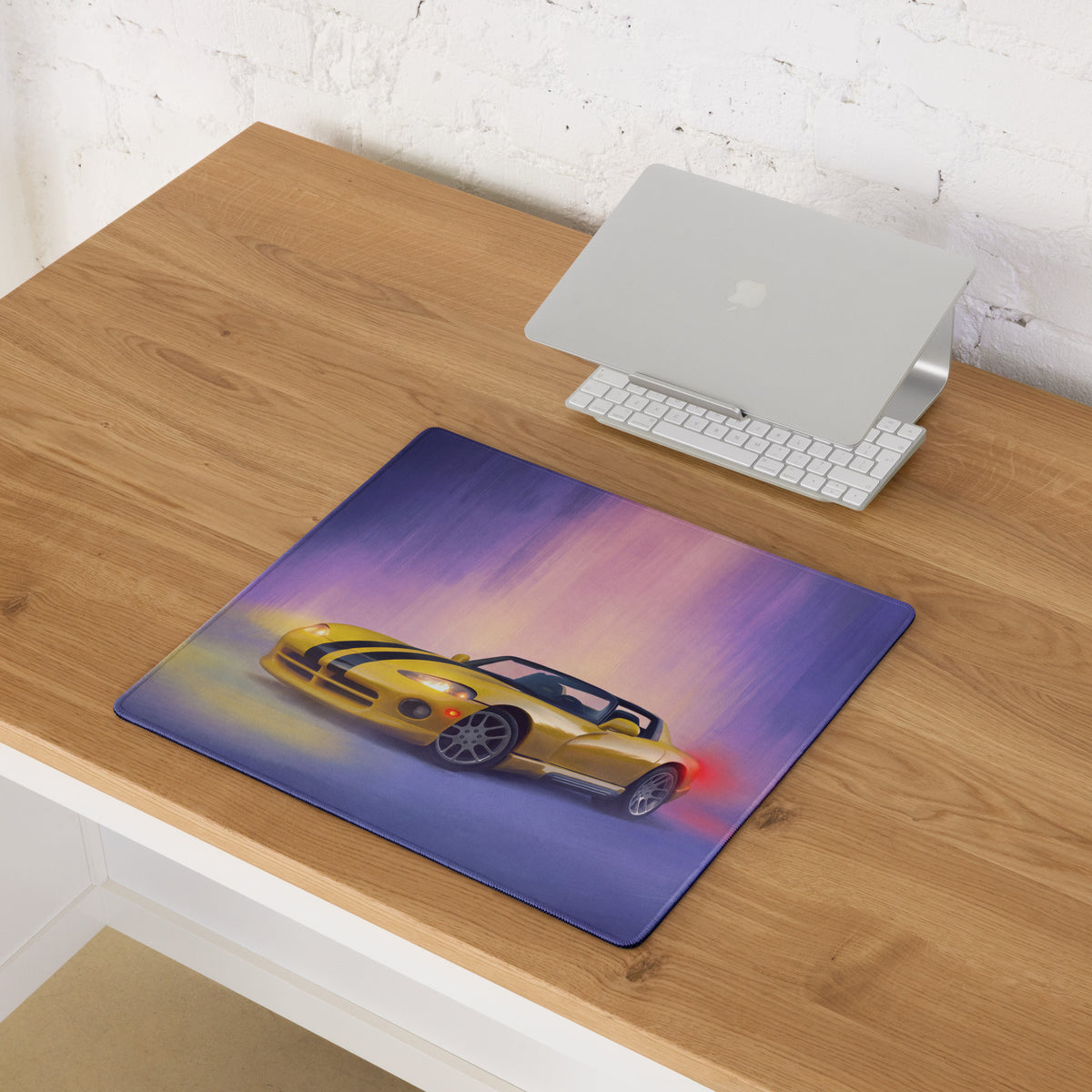 Dodge Viper Inspired Racing Yellow RT Desk Pad – Ultra-Glide Stitched Edge Gaming Mouse Mat