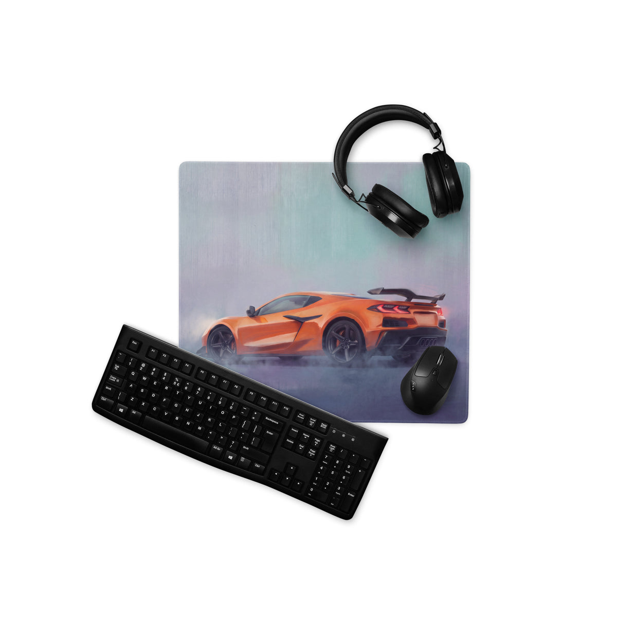 Chevrolet Corvette C8 Inspired Amplify Orange Desk Mat – Low-Friction Cloth Setup Mousepad