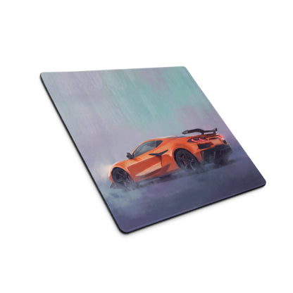Chevrolet Corvette C8 Inspired Amplify Orange Desk Mat – Low-Friction Cloth Setup Mousepad