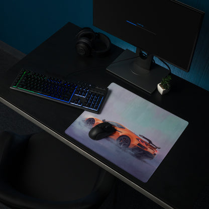 Chevrolet Corvette C8 Inspired Amplify Orange Desk Mat – Low-Friction Cloth Setup Mousepad
