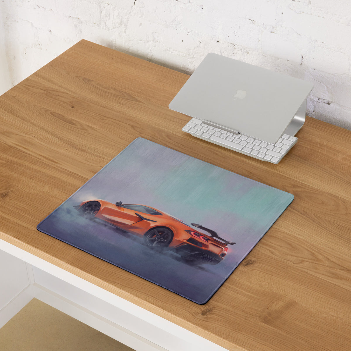 Chevrolet Corvette C8 Inspired Amplify Orange Desk Mat – Low-Friction Cloth Setup Mousepad