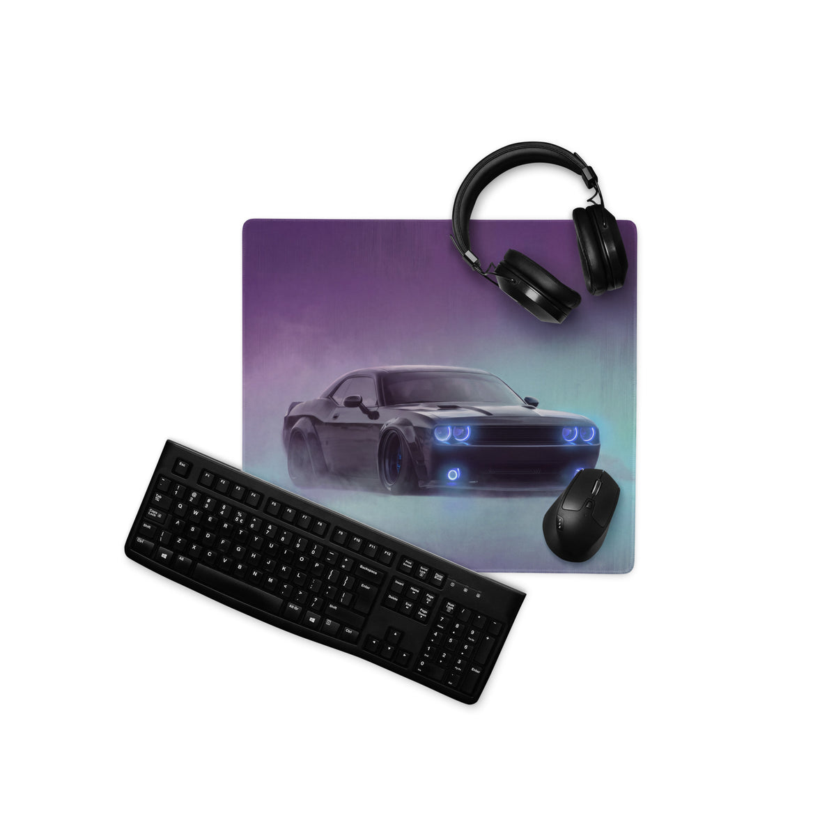 Dodge Challenger Inspired Midnight Hellcat Desk Pad – Extended Non-Slip PC Mouse Mat