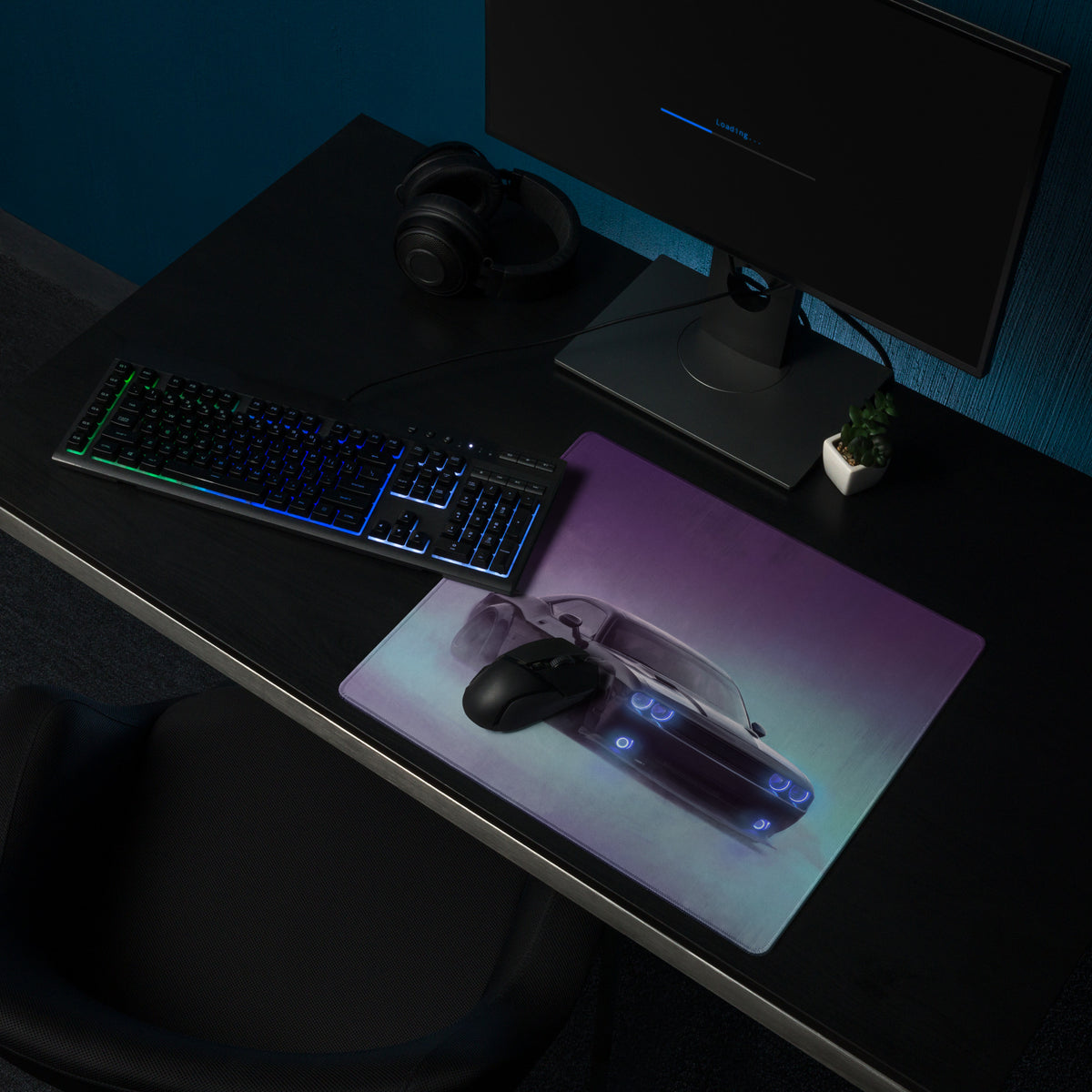 Dodge Challenger Inspired Midnight Hellcat Desk Pad – Extended Non-Slip PC Mouse Mat