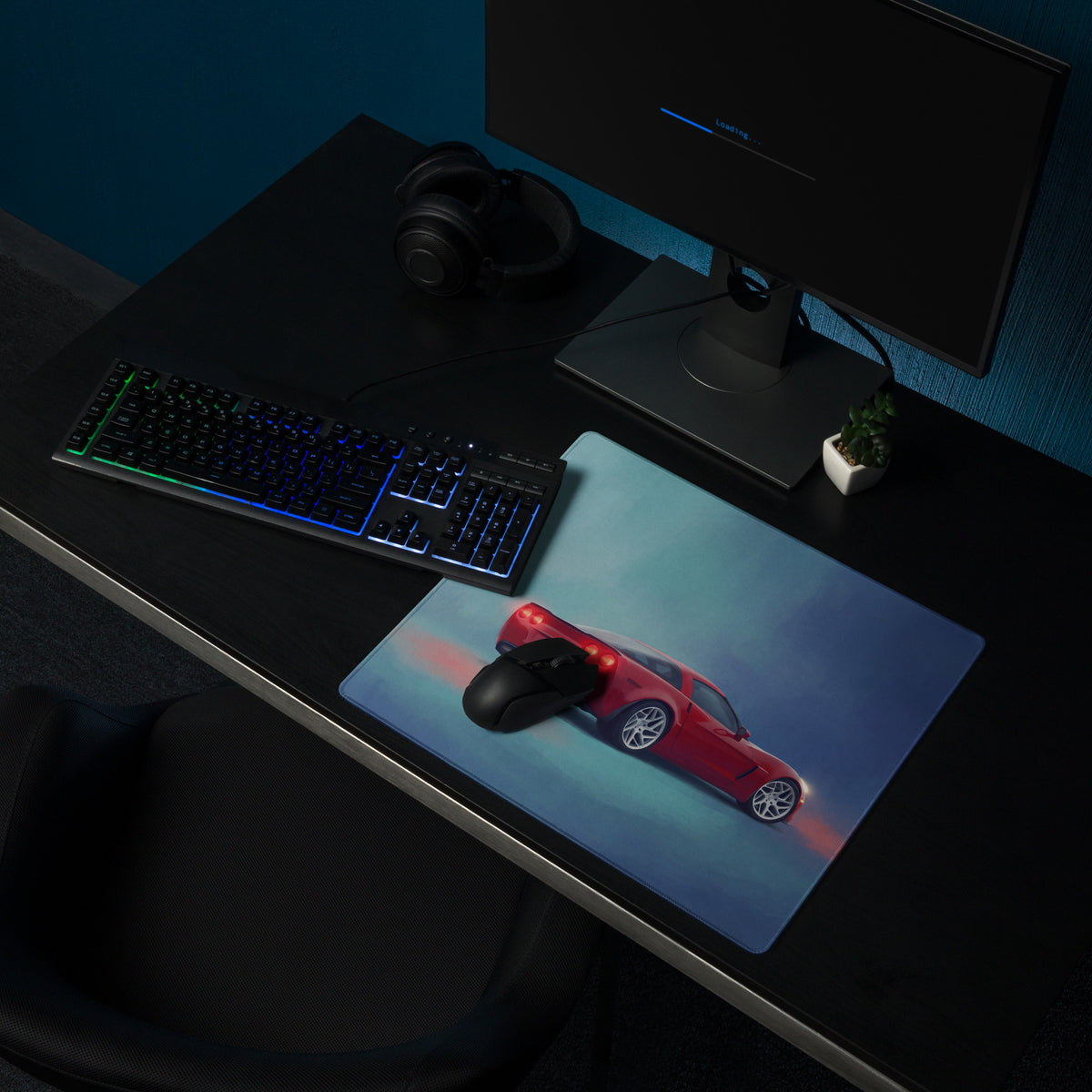 Chevrolet Corvette C6 Inspired Crimson Z06 Desk Mat – Low-Friction Cloth Setup Mousepad