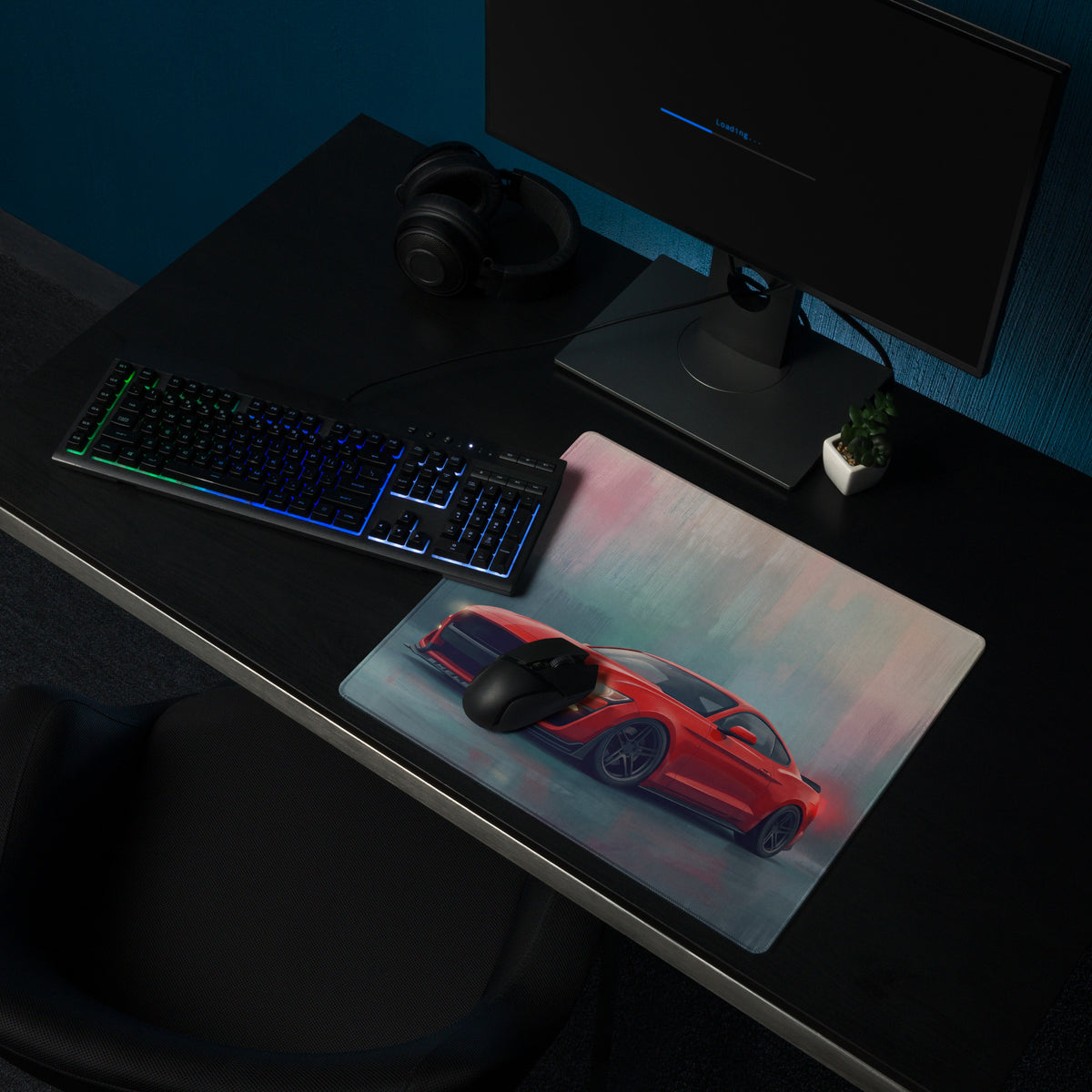 Ford Mustang Inspired Race Red Shelby Desk Pad – Extended Non-Slip PC Mouse Mat