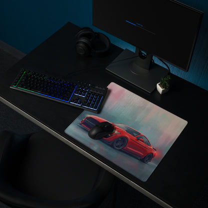 Ford Mustang Inspired Race Red Shelby Desk Pad – Extended Non-Slip PC Mouse Mat